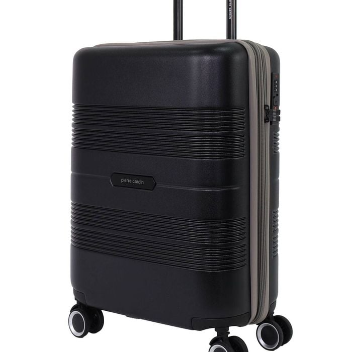 Pierre Cardin Cabin 56l Travel Hard Shell Case Suitcase Luggage Black