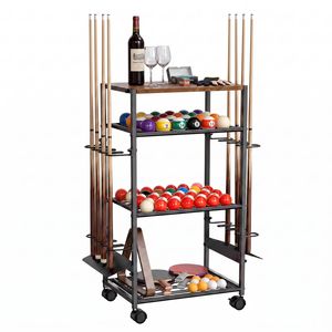 Advwin All-in-One Pool Stick Rack, Freestanding Billiard Storage Holds 8 Cues & Balls, Pool Table Accessories and Equipment