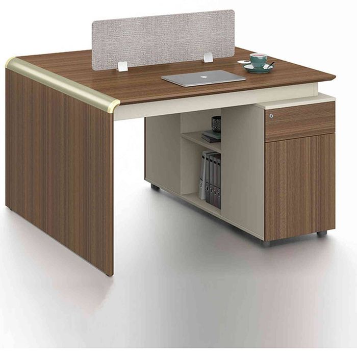 Modern Furniture ANDERSON 2 People Back to Back Workstation 120cm Hazelnut&Beige