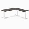 Desky Fixed Height Burnished Wood Melamine L-shape Office Desk 1800x1750mm White Frame