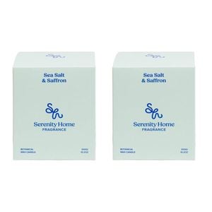 2PK Serenity Sea Salt and Saffron Scent Home Fragrance Candle Jar 300g
