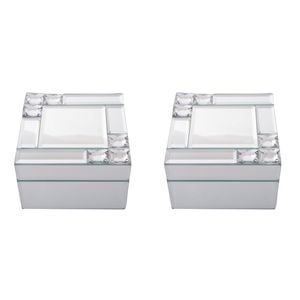 2PK Gibson Gifts Mirror Crystal Jewellery Box 12cm Square White