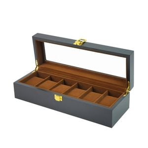 Catzon Watch Display Box For Men Wooden Jewellery Storage Case With Glass Top-6slot