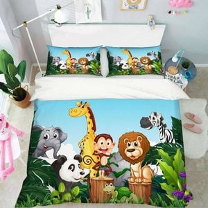 3D Cartoon Cute Animal Lion 004 Bed Pillowcases Quilt Queen Size