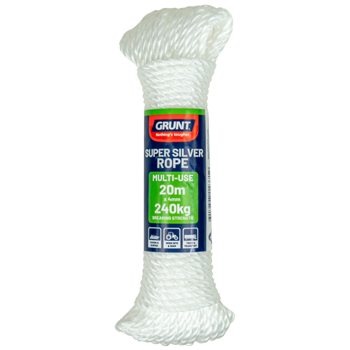 Grunt 4mm x 20m White Super Silver Rope