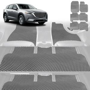 6D Diamond Car Floor Mats for Mazda CX-9 2007-2016-Ultimate Set-Grey-Outback GT