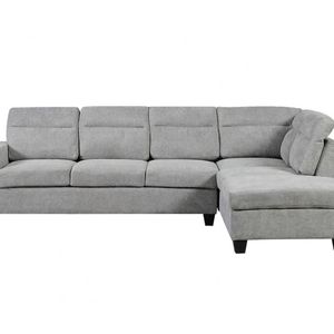 DS Delano Sectional Linen Sofa with Right Chaise - Grey