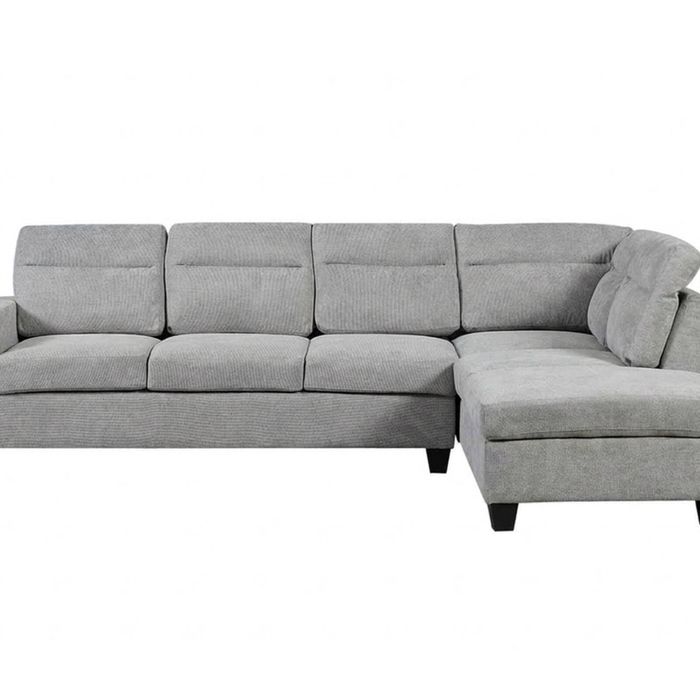 DS Delano Sectional Linen Sofa with Right Chaise - Grey