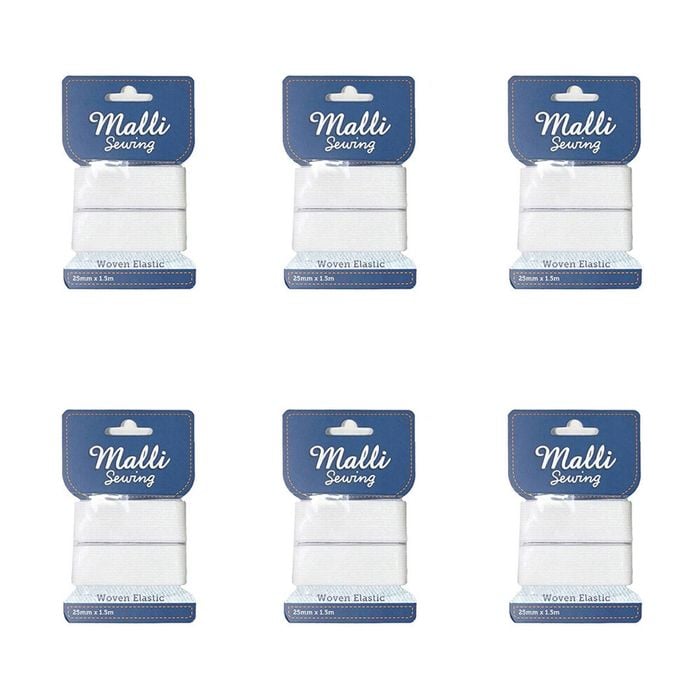 6pk Malli Sewing Soft Elastic Band Flexible Diy Sewing Cord 30mm X 1m Assorted