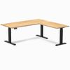 Desky Hardwood L-Shape Sit Stand Desk Matte Black Frame 180x175cm