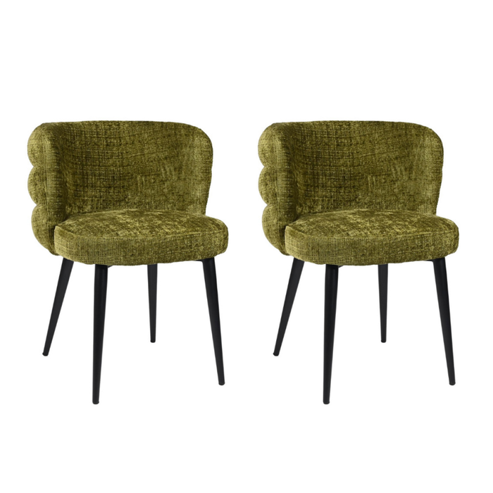 Raimon Furniture Set of 2 Flavio Fabric Kitchen Dining Chair Metal Legs Moss