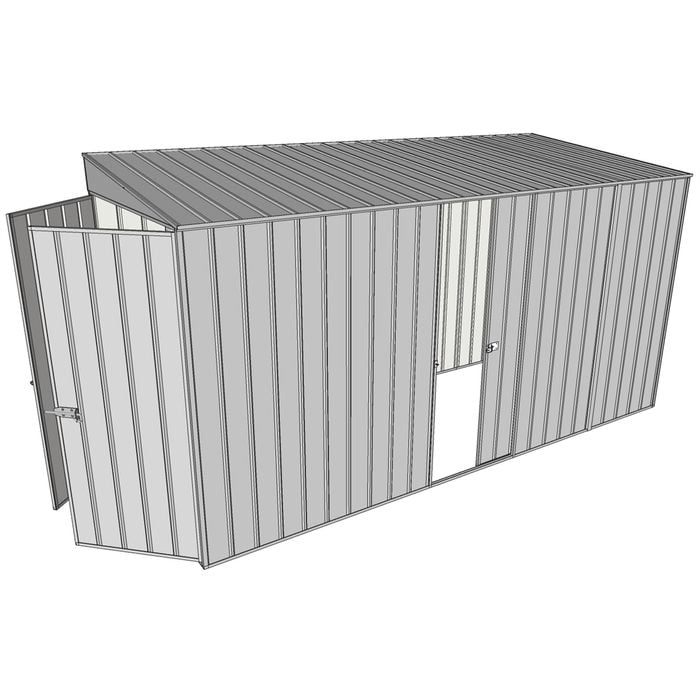 Build-a-Shed 1.5 x 3.7 x 2m Single Sliding Side Door Skillion Shed - Zinc