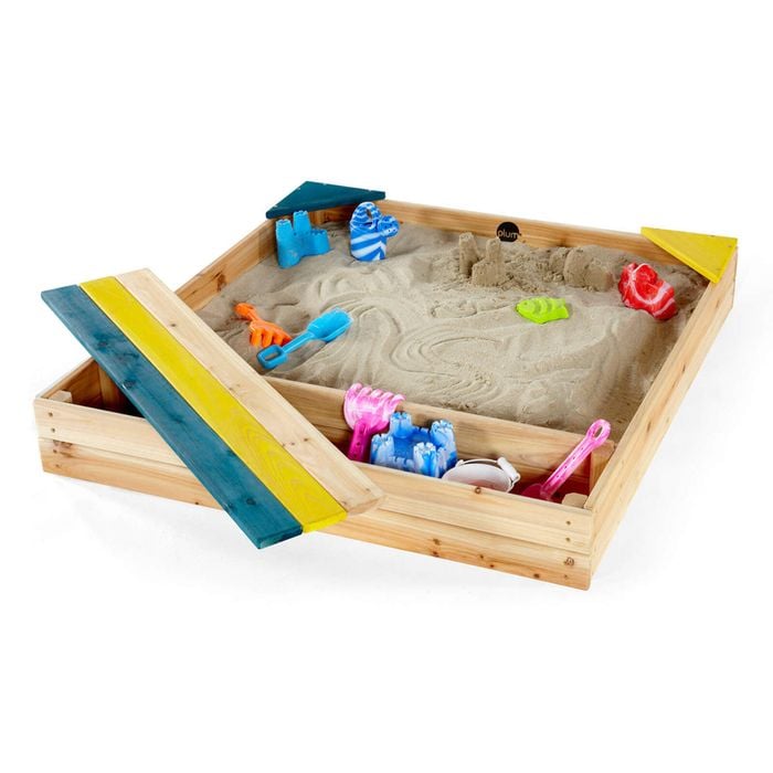 Plum Play AU StoreIt Wooden Sandpit Outdoor with Storage for Kids