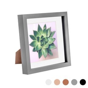 Nicola Spring Acrylic 3D Box Photo Frame with 6" x 6" Mount - 8" x 8"  - Grey