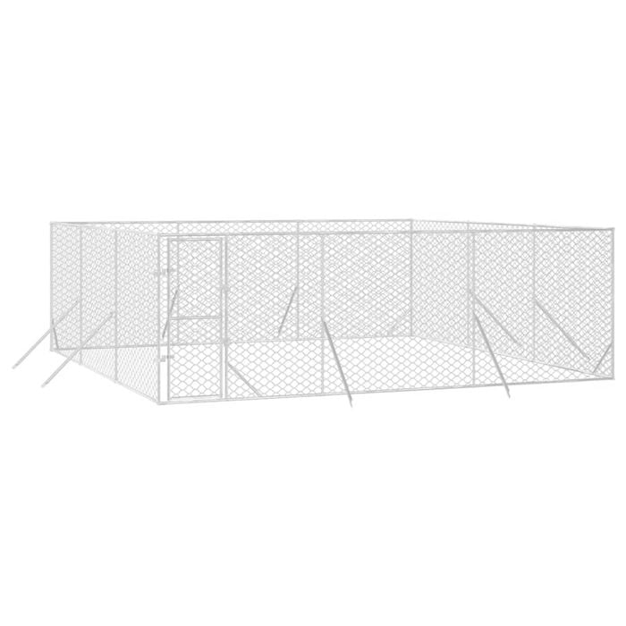 vidaXL Dog Kennel Outdoor Dog Crate Lockable Dog House Silver Galvanised Steel 6x6x2 m
