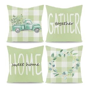 Catzon 4 Pcs Linen Throw Pillow Covers Watercolor Flower for Bed Sofa Decor 40X40cm
