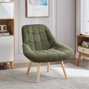 HOMFURN Nordic Tufted Wingback Accent Chair, Olive Green