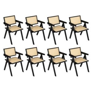Levede 8pcs Solid Wood Dining Chairs - Black