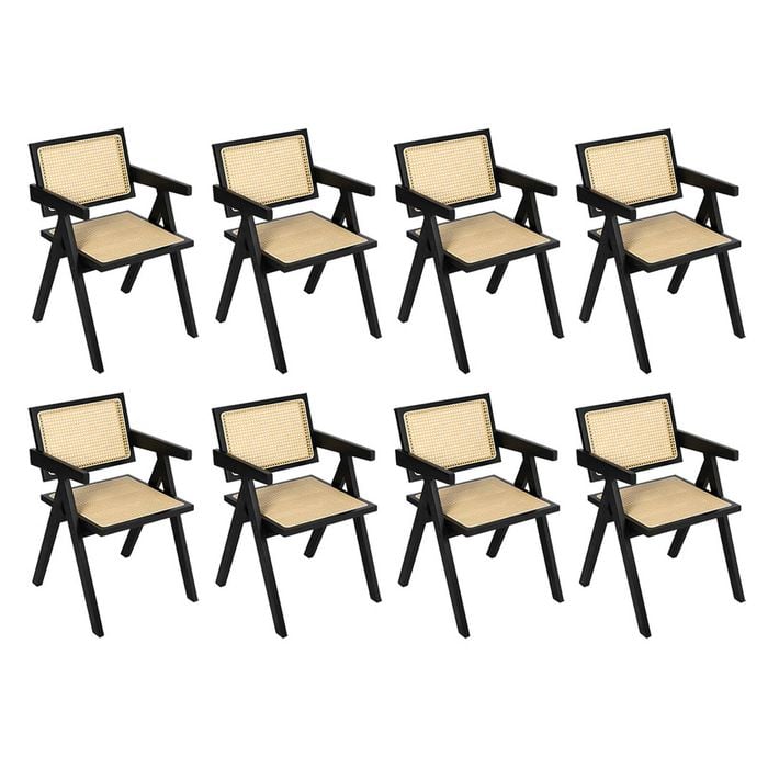 Levede 8pcs Solid Wood Dining Chairs - Black