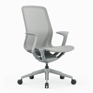 Desky Echo Modern Office Chair - Light Grey / Fixed