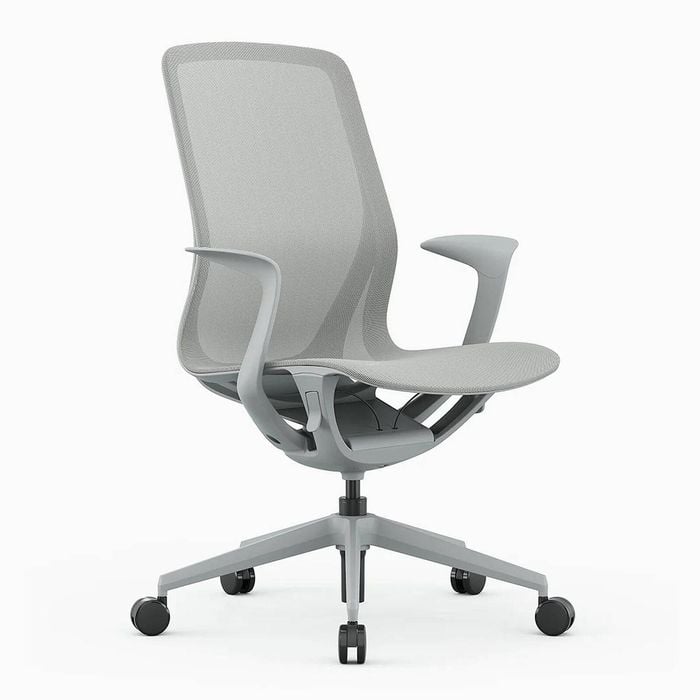 Desky Echo Modern Office Chair - Light Grey / Fixed