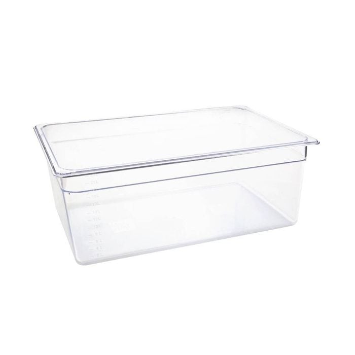 Vogue Gastronorm Container Polycarbonate Clear Gn 1/1 200mm 25.6l Food Storage Tray
