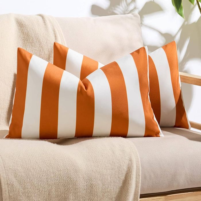 Gioia Casa Striped Outdoor Waterproof Cushion Covers - Orange, 30x50cm