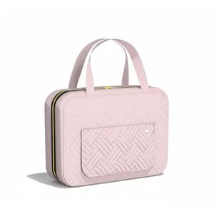 Travel Toiletry Bag with Hook, 4 Sections, Water-Resistant, Foldable (Pink)