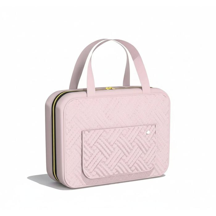 Travel Toiletry Bag with Hook, 4 Sections, Water-Resistant, Foldable (Pink)