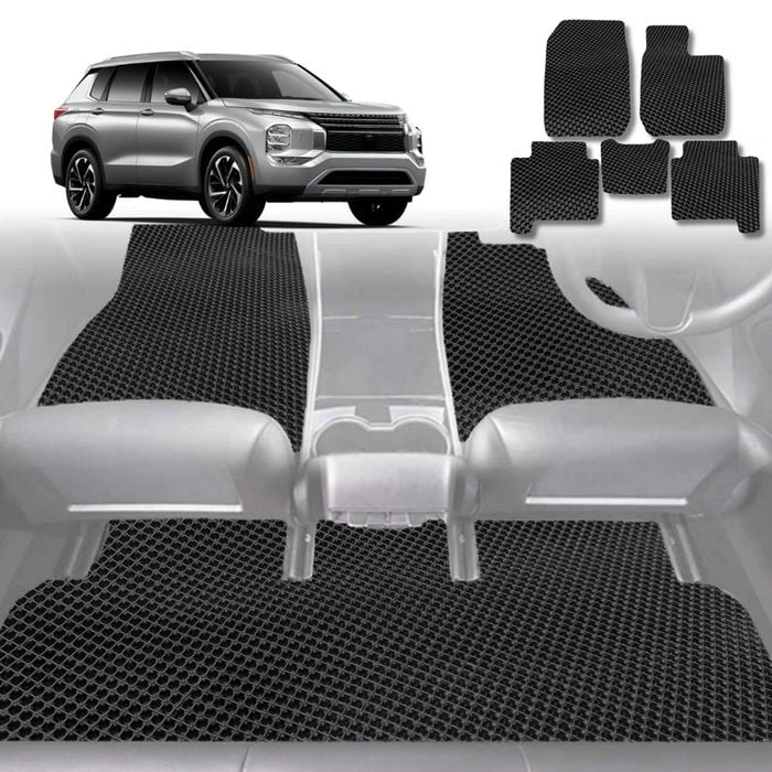 6D Diamond Car Floor Mats for Mitsubishi Outlander 2022-Current-Ultimate Set-Black-Outback GT