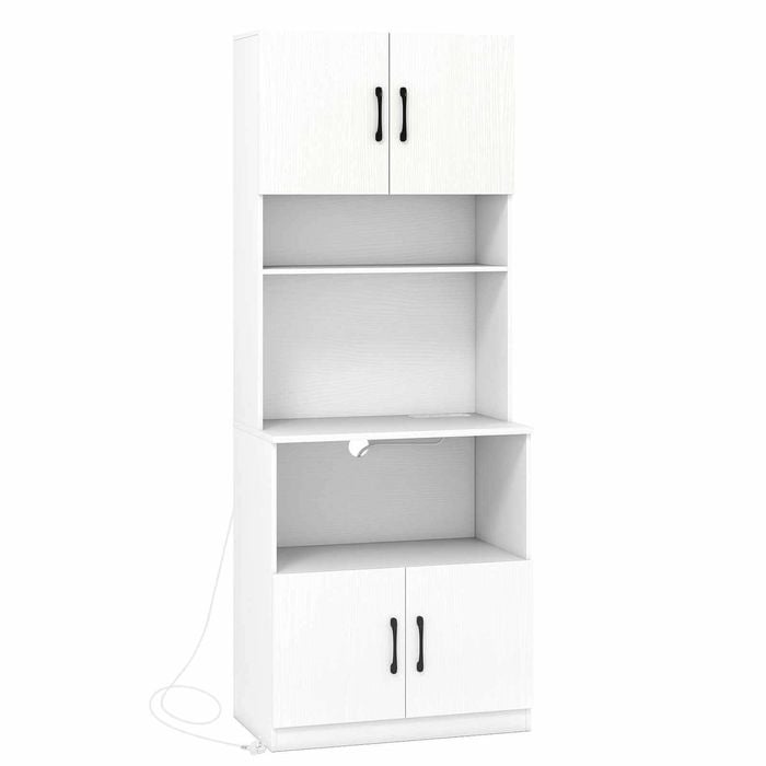 Costway Pantry Cabinet Power Outlet Narrow 4door Microwave Stand Adjust