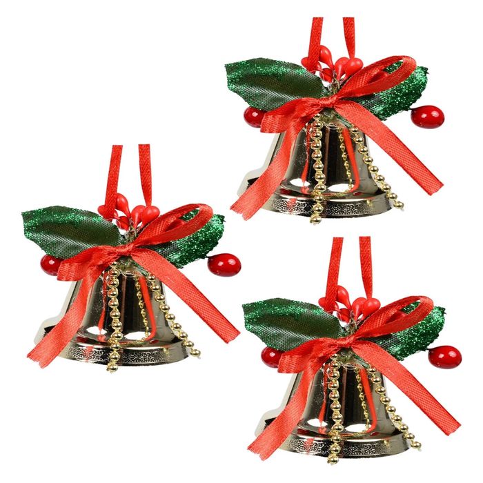 P&P Gold Bell Hanging Christmas Decorations Pack of 3 Shatterproof