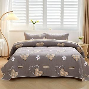 Bloomington My Sweet Heart 100% Cotton Lightly Quilted Reversible Coverlet Set Single