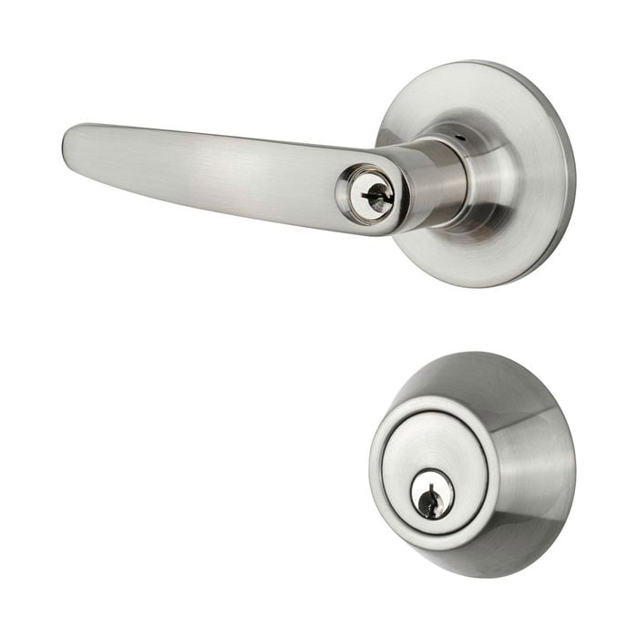 Ikonic Satin Nickel Entrance Combo Lever and Deadbolt