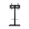 P&P Black Modern TV Stand with Swivel Mount & Adjustable Shelf for Home or Office