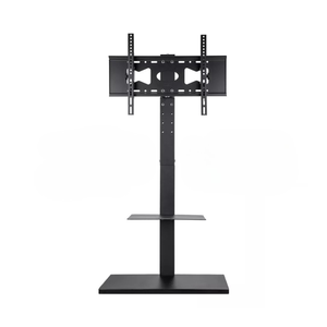 P&P Black Modern TV Stand with Swivel Mount & Adjustable Shelf for Home or Office