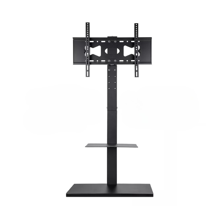 P&P Black Modern TV Stand with Swivel Mount & Adjustable Shelf for Home or Office