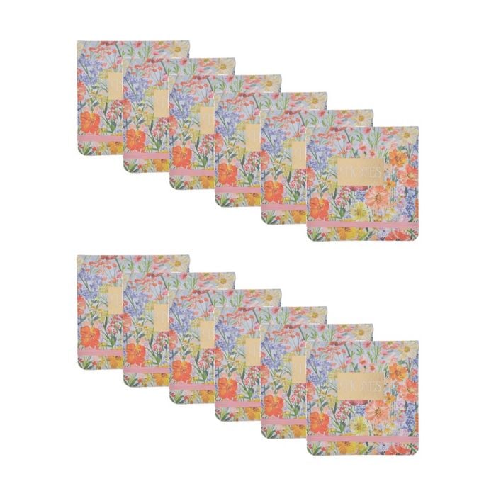 12pk Gibson Gifts Saffron Mini Jotter Stationery Notebook Floral Theme