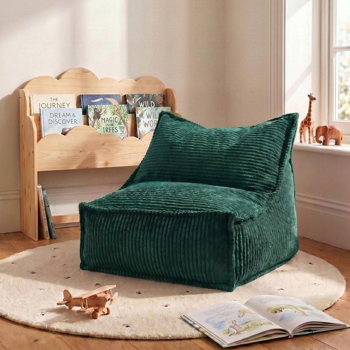 Cadence & Co. Mini Wilde Ribbed Luxe Fleece Beanbag Lounge Cover Emerald