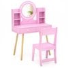Costway Kids Vanity Set Dressing Table & Chair Pink