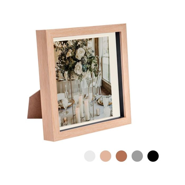 Nicola Spring Shadow Box Frame - 8 x 8" with 6 x 6" Mount - Light Wood