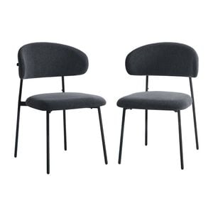 Oikiture 2x Dining Chairs Kitchen Lounge Seat Linen Fabric Accent Chair Grey
