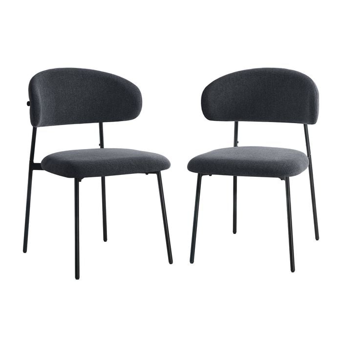 Oikiture 2x Dining Chairs Kitchen Lounge Seat Linen Fabric Accent Chair Grey