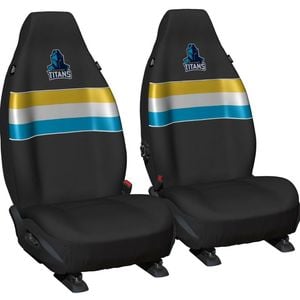 NRL Front Car Seat Covers - Gold Coast Titans Set Of 2 One Size Fits All