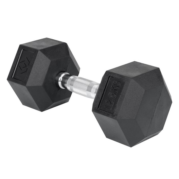 Ultimate 329 x 147 x 127mm 12.5kg Black with Chrome Handle Hex Dumbbell