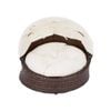 Teamson Pets Clotho Outdoor Resin Wicker Cat or Small Dog Daybed Lounger with Retractable Canopy