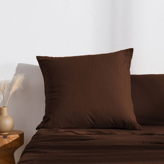 Dreamaker Superfine Washed Microfibre European Pillowcase Chocolate