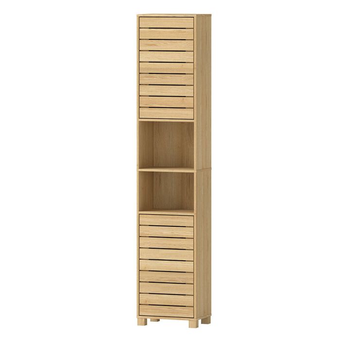 Levede Tall Bathroom Cabinet - Oak Wood