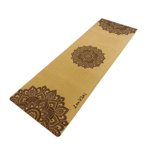 Zenvibes Comfort Cork Yoga Mat 5mm - Ornamental Treo Mandala  (Brown)