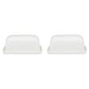 2PK Ecology Fine Bone China Canvas Butter Dish w/ Tray - White